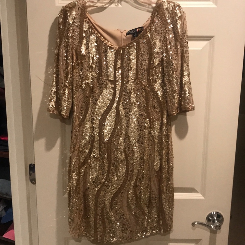 Adriana Pappell gold sequins dress Size 10